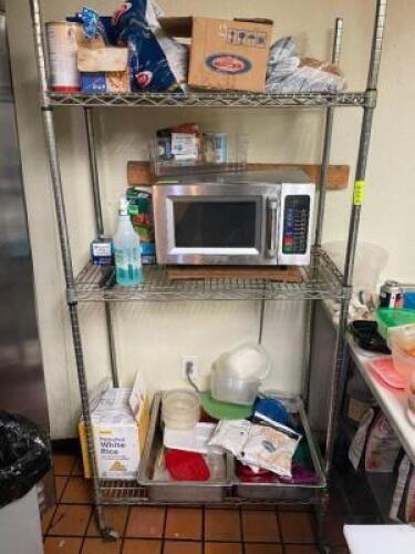 DESCRIPTION: 30" X 18" FOUR TIER WIRE SHELF ON CASTERS. ADDITIONAL INFORMATION CONTENTS ARE NOT INCLUDED SIZE 30" X 18" X 72" LOCATION: KITCHEN QTY: 1