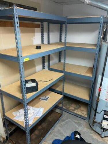 DESCRIPTION: (2) 36" X 14" FOUR TIER METAL GARAGE SHELVES. SIZE 36" X 14 "X 72" LOCATION: BASEMENT THIS LOT IS: SOLD BY THE PIECE QTY: 2