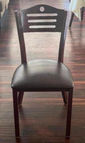 NAME: (10) - WOOD DINING CHAIRS DESCRIPTION: (10) - WOOD DINING CHAIRS LOCATION: DINING AREA THIS LOT IS: SOLD BY THE PIECE QTY: 10
