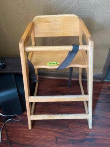 DESCRIPTION: WOODEN HIGH CHAIR LOCATION: SEATING QTY: 1
