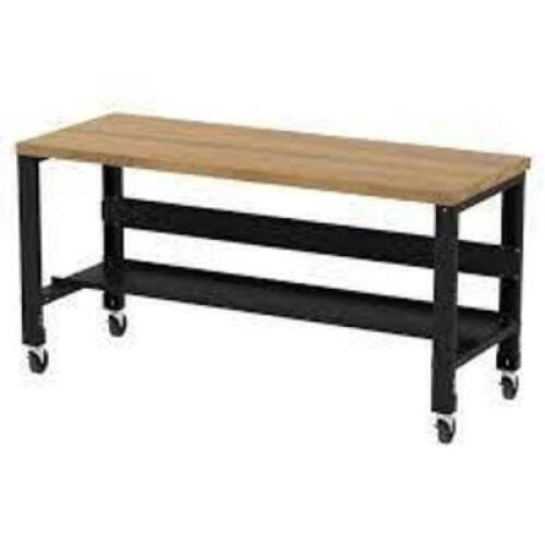 DESCRIPTION: (1) ADJUSTABLE HEIGHT WORKBENCH WITH WOODEN HARDTOP BRAND/MODEL: BORROUGHS INFORMATION: WOODEN TOP RETAIL$: $633.00 EA SIZE: ADJUSTABLE Q