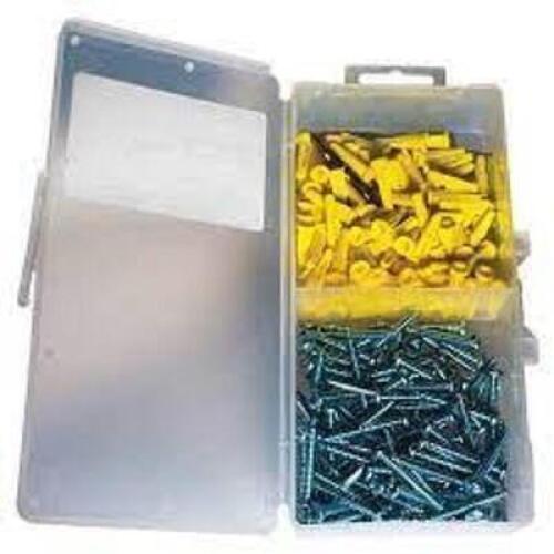 DESCRIPTION: (2) FASTENING PLASTIC SCREW ANCHOR KIT BRAND/MODEL: MKT FASTENING #8450100 INFORMATION: YELLOW RETAIL$: $23.73 EA SIZE: 3/16" X 7/8" QTY: