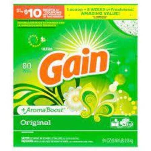 DESCRIPTION (1) POWDER LAUNDRY BRAND/MODEL GAIN ORIGINAL ADDITIONAL INFORMATION RETAILS FOR $10.47 EA SIZE 91 FL OZ THIS LOT IS ONE MONEY QTY 1