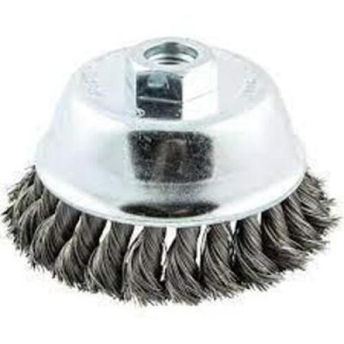 DESCRIPTION: (1) KNOT WIRE CUP BRUSH BRAND/MODEL: NORTON #39060 RETAIL$: $9.95 EA SIZE: 4" X .014" X 5/8" -11 QTY: 1