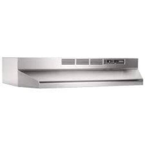 DESCRIPTION: (1) DUCTLESS UNDER-CABINET RANGE HOOD WITH ROCKER BRAND/MODEL: BROAN-NUTONE #BUEZ1 INFORMATION: BLACK RETAIL$: 139.35 SIZE: 30"W QTY: 1