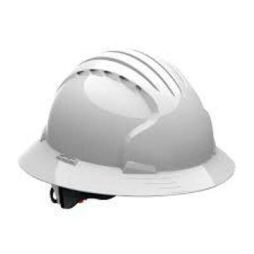 DESCRIPTION: (10) DELUXE FULL BRIM VENTED HARD HAT BRAND/MODEL: JSP EVOLUTION #280-EV6161-10 INFORMATION: WHITE RETAIL$: $21.59 EA SIZE: ONE SIZE FITS