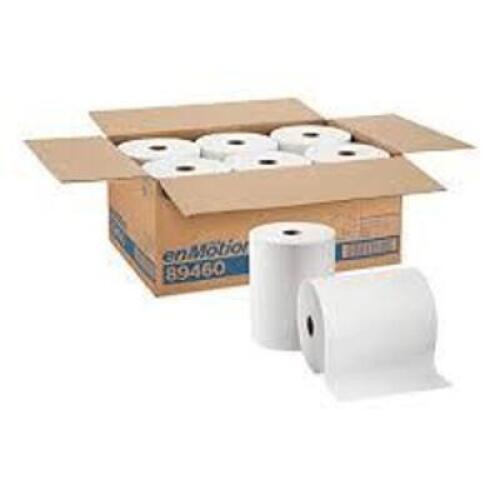 DESCRIPTION: (1) CASE OF (6) ROLLS OF HARDWOUND PAPER TOWELS BRAND/MODEL: ENMOTION #89460 INFORMATION: WHITE RETAIL$: $55.00 TOTAL QTY: 1