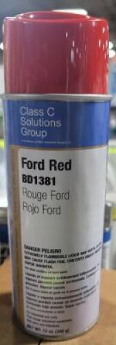 DESCRIPTION (6) SPRAY PAINT BRAND/MODEL CLASS C SOLUTIONS GROUP #BD1381 ADDITIONAL INFORMATION FORD RED RETAILS FOR $8.76 SIZE 12 OZ THIS LOT IS SOLD