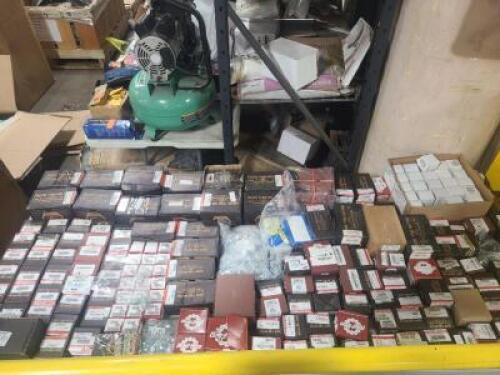 DESCRIPTION: (1) TABLE OF MISC NUTS, BOLTS, & SCREWS INFORMATION: FASTENERS OF VARIOUS SIZES & STYLES SIZE: VARIOUS QTY: 1