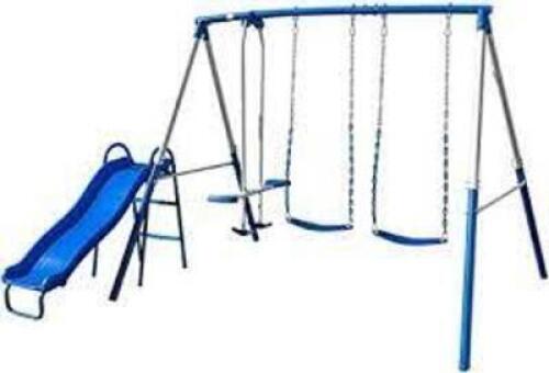 DESCRIPTION: (1) ARCADIA METAL SWING SET BRAND/MODEL: SPORTSPOWER RETAIL$: $169.00 EA SIZE: 134 x 100 x 73.6 inches QTY: 1