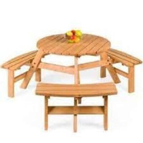 DESCRIPTION: (1) ROUND PICNIC TABLE BRAND/MODEL: GARDENISED INFORMATION: WOOD RETAIL$: $250.00 EA SIZE: 8 PERSON QTY: 1