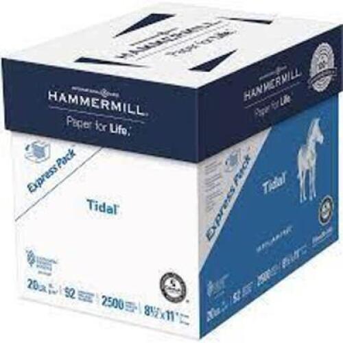 DESCRIPTION: (1) CASE OF (2500) SHEETS OF COPY PAPER BRAND/MODEL: HAMMERMILL TIDAL EXPRESS RETAIL$: $50.00 EA SIZE: 11.5X8 QTY: 1