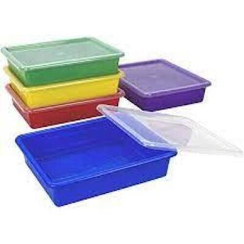 DESCRIPTION: (5) STACK AND STORE BOXES BRAND/MODEL: STOREX INFORMATION: ASSORTED COLORS RETAIL$: $60.00 TOTAL SIZE: 12X12 QTY: 5