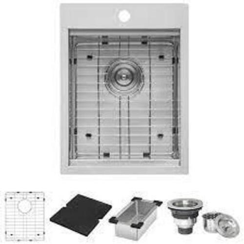 DESCRIPTION: (1) STAINLESS STEEL MARINE SINK WORKSTATION BRAND/MODEL: RUVATI #RVQ5210 INFORMATION: STAINLESS RETAIL$: $349.00 ea SIZE: 15x20x9.5 QTY: