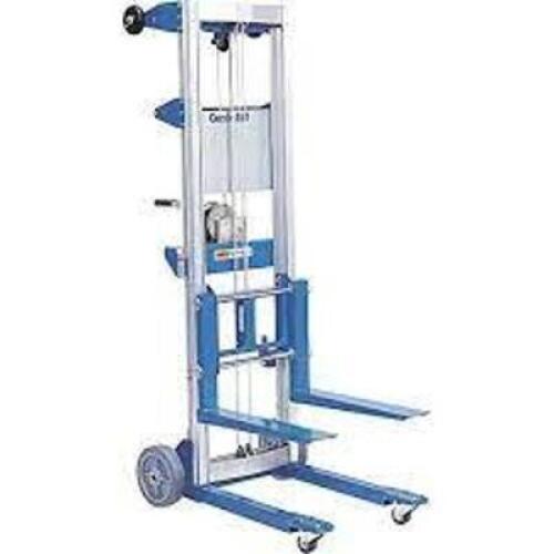 DESCRIPTION: (1) MANUAL FORK-OVER STACKERBRAND/MODEL: GENIE&nbsp;INFORMATION: BLUERETAIL$: $2085.77 EASIZE: 400 LB LOAD CAPACITY, 22 1/2 IN X 3 1/2 IN, 3 1/2 IN TO 10 FT 5 INQTY: 1