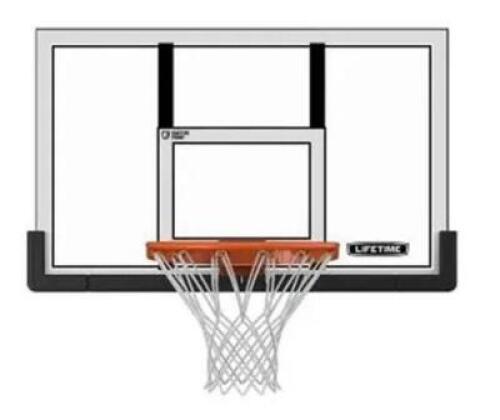 DESCRIPTION: (1) BASKETBALL BACKBOARD AND RIM BRAND/MODEL: LIFETIME PRODUCTS RETAIL$: $229.99 EA SIZE: 48" QTY: 1