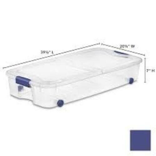 DESCRIPTION: (4) STORAGE TOTES BRAND/MODEL: STERILITE INFORMATION: CLEAR RETAIL$: $100.00 TOTAL SIZE: 66 Q QTY: 4