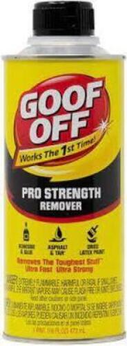 DESCRIPTION: (6) PROFESSIONAL STRENGTH REMOVER BRAND/MODEL: GOOF OFF RETAIL$: $6.12 EA SIZE: 1 PT QTY: 6