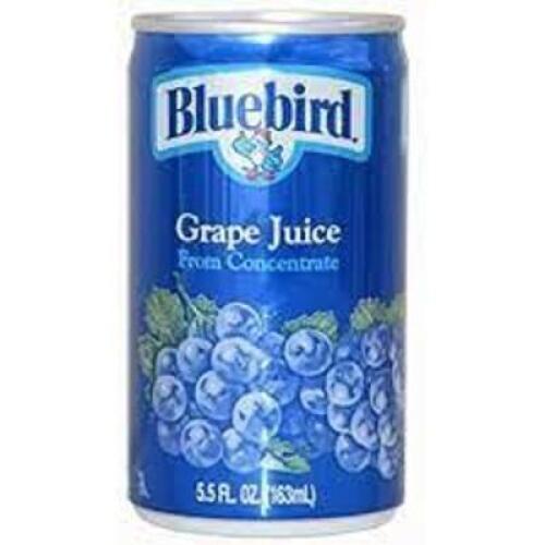 DESCRIPTION: (2) CASES OF (24) CANS OF GRAPE JUICE BRAND/MODEL: BLUEBIRD RETAIL$: $57.72 TOTAL SIZE: 5.5 OZ QTY: 2