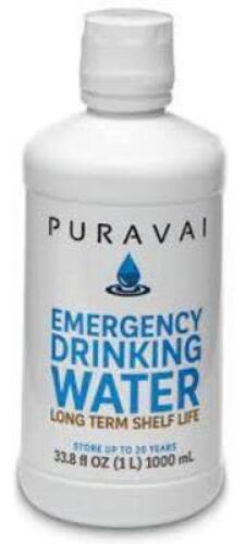 DESCRIPTION: (6) EMERGENCY DRINKING WATER BRAND/MODEL: PURAVAI INFORMATION: LAST 20 YEARS RETAIL$: $22.95 EA SIZE: 33.8 OZ QTY: 6