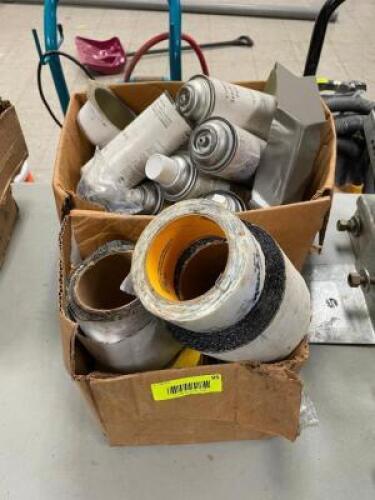 LARGE BOX OF MISC. HARDWARE AND PAINT