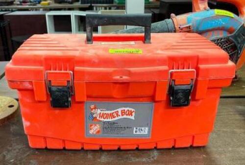 TOOL BOX WITH ASSORTED PLUMBING PARTS AS SHOWN