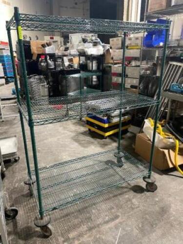 DESCRIPTION: 48" X 24" THREE TIER COATED WIRE SHELF. ON CASTERS SIZE 48" X 24" X 72" LOCATION: AREA #3 QTY: 1
