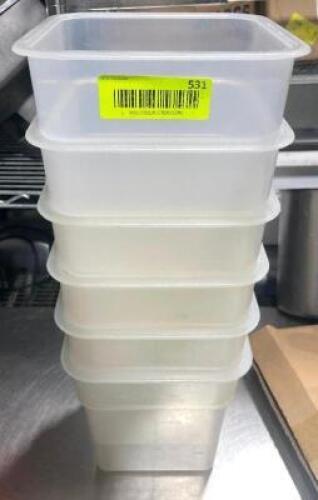 DESCRIPTION: (6) 4 QT PLASTIC CONTAINERS - NO LIDS SIZE 4 QT LOCATION: AREA #2 THIS LOT IS: SOLD BY THE PIECE QTY: 6