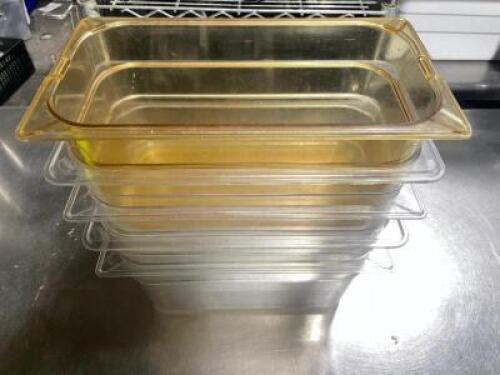 DESCRIPTION: (5) 1/3 SIZE PLASTIC INSERTS SIZE 6" DEEP LOCATION: AREA #2 THIS LOT IS: SOLD BY THE PIECE QTY: 5