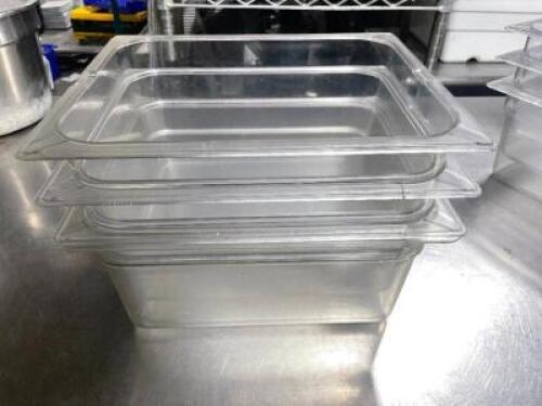 DESCRIPTION: (3) HALF SIZE PLASTIC INSERTS SIZE 4" DEEP LOCATION: AREA #2 THIS LOT IS: SOLD BY THE PIECE QTY: 3