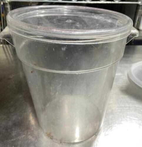 DESCRIPTION: (2) 22 QT ROUND PLASTIC CONTAINERS W/ LIDS SIZE 22 QT LOCATION: AREA #2 THIS LOT IS: SOLD BY THE PIECE QTY: 2