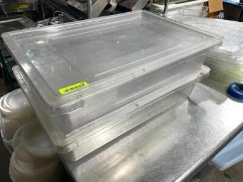 DESCRIPTION: (2) LARGE PLASTIC SALAD CONTAINERS W/ LIDS LOCATION: AREA #3 THIS LOT IS: SOLD BY THE PIECE QTY: 2