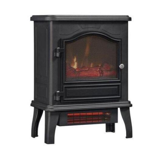 DESCRIPTION: (1) INFRARED QUARTZ ELECTRIC STOVE HEATER BRAND/MODEL: CHIMNEYFREE/CFI-470-12-01 INFORMATION: BLACK, 5200 BTU RETAIL$: $84.00 SIZE: 17.50