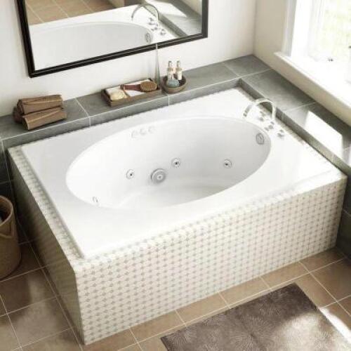 JACUZZI �PRIMO 42-IN W X 60-IN L WHITE ACRYLIC OVAL REVERSIBLE DRAIN DROP-IN WHIRLPOOL TUB