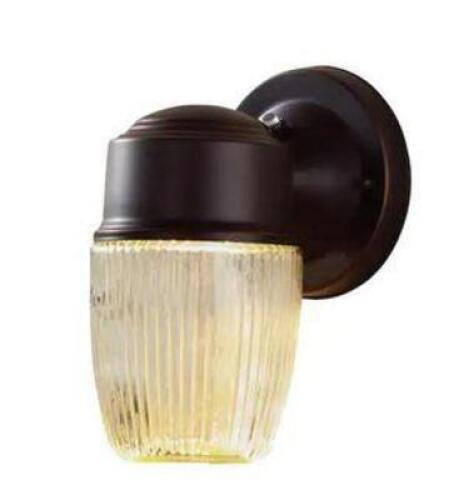 DUSK-TO-DAWN OIL-RUBBED BRONZE LED OUTDOOR WALL LANTERN SCONCE
