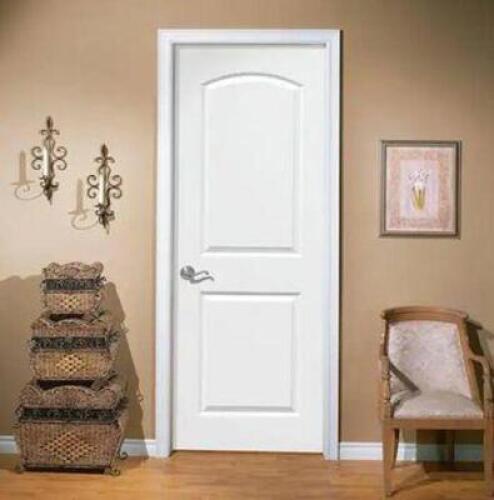28 IN. X 80 IN. ROMAN 2-PANEL ROUND TOP RIGHT-HANDED HOLLOW-CORE SMOOTH PRIMED COMPOSITE SINGLE PREHUNG INTERIOR DOOR