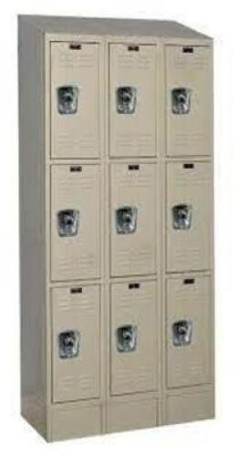DESCRIPTION: (1) FULLY ASSEMBLED LOCKERS WITH SLOPE TOP BRAND/MODEL: HALLOWELL #HAL-URB3228-3ASB INFORMATION: GRAY RETAIL$: $2421.66 EA SIZE: 3 WIDE,