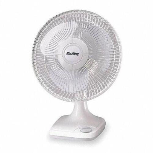 DESCRIPTION: (1) 3 SPEED OSCILLATING FAN BRAND/MODEL: AIRKING #4DA35 9102 RETAIL$: $61.08 EA SIZE: 12" QTY: 1