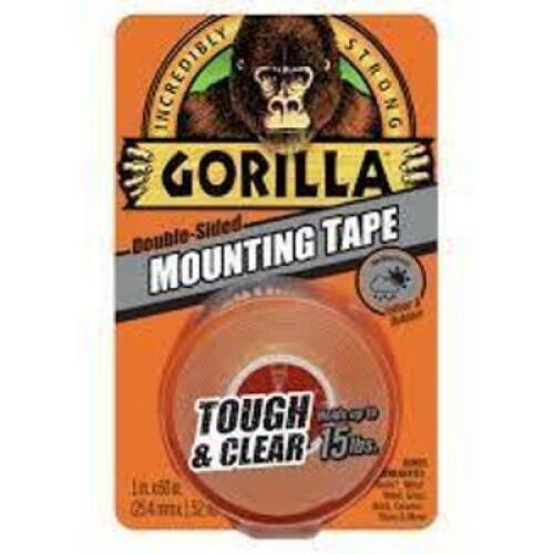 DESCRIPTION: (5) ROLLS OF CLEAR MOUNTING TAPE BRAND/MODEL: GORILLA TOUGH RETAIL$: $35.00 EA SIZE: 60 IN QTY: 5
