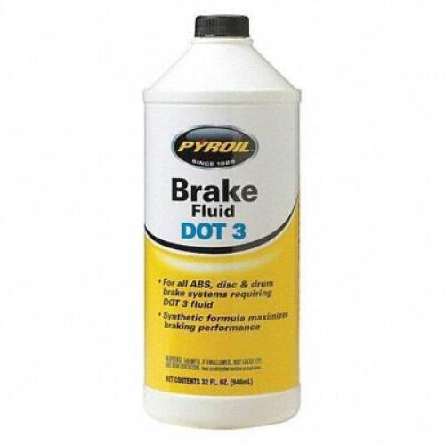 DESCRIPTION: (6) BOTTLES OF BRAKE FLUID BRAND/MODEL: PYROIL # 4NPR5 RETAIL$: $13.08 EA SIZE: 32 FL OZ QTY: 6