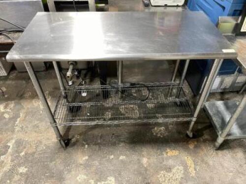 DESCRIPTION: 48" X 24 "STAINLESS TABLE - ON CASTERS ADDITIONAL INFORMATION W/ WIRE UNDER SHELF LOCATION: AREA #1 QTY: 1
