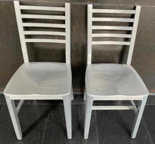 DESCRIPTION: (4) ALUMINUM LADDER BACK DINNING ROOM CHAIRS LOCATION: AREA #6 THIS LOT IS: SOLD BY THE PIECE QTY: 4