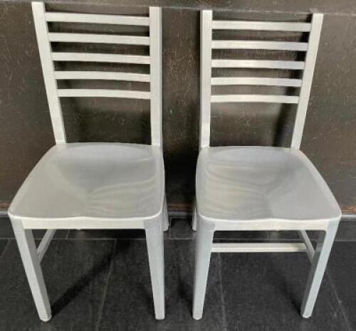 DESCRIPTION: (4) ALUMINUM LADDER BACK DINNING ROOM CHAIRS LOCATION: AREA #6 THIS LOT IS: SOLD BY THE PIECE QTY: 4