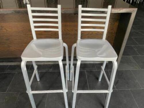 DESCRIPTION: (4) 30" LADDER BACK ALUMINUM BAR STOOLS. LOCATION: AREA # 6 THIS LOT IS: SOLD BY THE PIECE QTY: 4