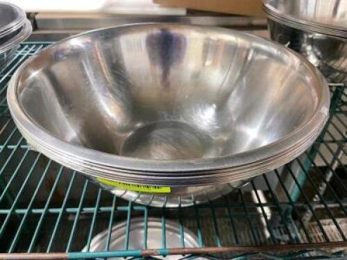 DESCRIPTION: (6) 12" STAINLESS MIXING BOWLS SIZE 12" LOCATION: AREA #3 THIS LOT IS: SOLD BY THE PIECE QTY: 6