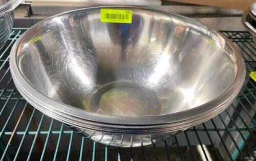 DESCRIPTION: (6) 12" STAINLESS MIXING BOWLS SIZE 12" LOCATION: AREA #3 THIS LOT IS: SOLD BY THE PIECE QTY: 6