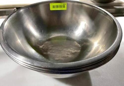 DESCRIPTION: (6) 12" STAINLESS MIXING BOWLS SIZE 12" LOCATION: AREA #3 THIS LOT IS: SOLD BY THE PIECE QTY: 6