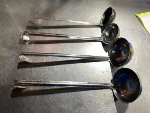 DESCRIPTION: (4) 3 OZ STAINLESS LADLES LOCATION: AREA #2 THIS LOT IS: SOLD BY THE PIECE QTY: 4