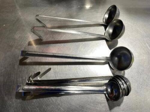 DESCRIPTION: (7) 1 OZ STAINLESS LADLES SIZE 1 OZ LOCATION: AREA #2 THIS LOT IS: SOLD BY THE PIECE QTY: 7