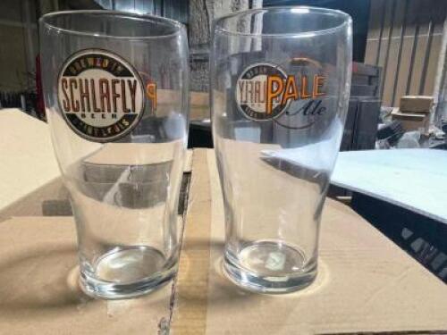 DESCRIPTION: (21) SCHLAFLY 16 OZ LOGO'ED MIXING GLASSES SIZE 16 OZ LOCATION: AREA #2 THIS LOT IS: SOLD BY THE PIECE QTY: 21